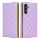For Samsung Galaxy S24 FE 5G Crossbody Rhombic Sucker Leather Phone Case(Purple) - 2
