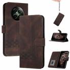 For Realme 12 5G Global Cubic Skin Feel Flip Leather Phone Case(Brown) - 1