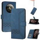 For Realme 12+ 5G Global Cubic Skin Feel Flip Leather Phone Case(Blue) - 1