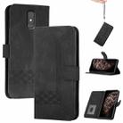 For ZTE Blade A32 Cubic Skin Feel Flip Leather Phone Case(Black) - 1
