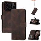 For ZTE Blade A55 / A35 Cubic Skin Feel Flip Leather Phone Case(Brown) - 1