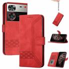 For ZTE nubia Z60 Ultra Cubic Skin Feel Flip Leather Phone Case(Red) - 1