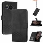 For Sharp Aquos sense7/SH-53C/SHG10 Cubic Skin Feel Flip Leather Phone Case(Black) - 1