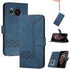 For Sharp Aquos sense8/SHC11/SH-54D Cubic Skin Feel Flip Leather Phone Case(Blue) - 1