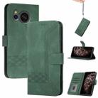 For Sharp Aquos sense8/SHC11/SH-54D Cubic Skin Feel Flip Leather Phone Case(Green) - 1