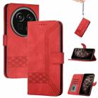 For Sharp Aquos R9 Pro Cubic Skin Feel Flip Leather Phone Case(Red) - 1
