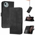 For Sharp Aquos wish5 Cubic Skin Feel Flip Leather Phone Case(Black) - 1