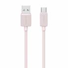 USAMS US-SJ688 USB to USB-C / Type-C 3A Striped Fast Charge Data Cable, Length:1m(Pink) - 1