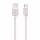 USAMS US-SJ698 USB to USB-C / Type-C 3A Striped Fast Charge Data Cable, Length:3m(Pink) - 1