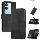 For vivo V29 5G Global/V29 Pro Cubic Skin Feel Flip Leather Phone Case(Black) - 1