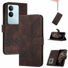 For vivo V29 5G Global/V29 Pro Cubic Skin Feel Flip Leather Phone Case(Brown) - 1