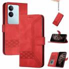 For vivo V29 5G Global/V29 Pro Cubic Skin Feel Flip Leather Phone Case(Red) - 1