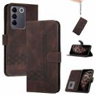 For vivo V27 5G Global/V27 Pro 5G Global Cubic Skin Feel Flip Leather Phone Case(Brown) - 1