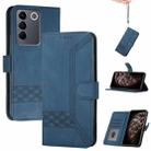 For vivo V27e 4G Global/T2 4G Global Cubic Skin Feel Flip Leather Phone Case(Blue) - 1