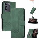 For vivo V27e 4G Global/T2 4G Global Cubic Skin Feel Flip Leather Phone Case(Green) - 1