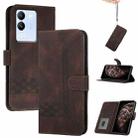 For vivo V30 Lite 5G Global Cubic Skin Feel Flip Leather Phone Case(Brown) - 1