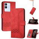 For vivo V30 Lite 5G Global Cubic Skin Feel Flip Leather Phone Case(Red) - 1