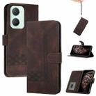 For vivo Y03 4G Global Cubic Skin Feel Flip Leather Phone Case(Brown) - 1