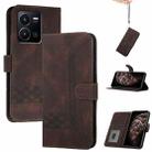 For vivo Y35 4G Global/Y22s 4G Global Cubic Skin Feel Flip Leather Phone Case(Brown) - 1