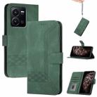 For vivo Y22 4G Global/Y77 5G Global Cubic Skin Feel Flip Leather Phone Case(Green) - 1