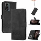 For vivo Y55s 2023 5G/Y55 5G Global Cubic Skin Feel Flip Leather Phone Case(Black) - 1
