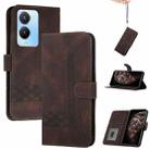 For vivo Y56 5G Global/Y16 4G Global Cubic Skin Feel Flip Leather Phone Case(Brown) - 1