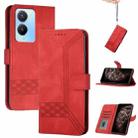 For vivo Y56 5G Global/Y16 4G Global Cubic Skin Feel Flip Leather Phone Case(Red) - 1