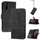 For vivo Y72 5G/iQOO Z3/Y52 5G Cubic Skin Feel Flip Leather Phone Case(Black) - 1