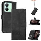 For vivo Y27 5G/Y36 4G Global Cubic Skin Feel Flip Leather Phone Case(Black) - 1