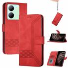 For vivo Y27 5G/Y36 4G Global Cubic Skin Feel Flip Leather Phone Case(Red) - 1