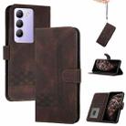 For vivo Y100 5G IDN/Y200e 5G Global Cubic Skin Feel Flip Leather Phone Case(Brown) - 1