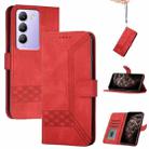 For vivo Y100 5G IDN/Y200e 5G Global Cubic Skin Feel Flip Leather Phone Case(Red) - 1