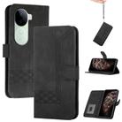 For vivo iQOO Z9s / V40e India Cubic Skin Feel Flip Leather Phone Case(Black) - 1