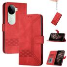 For vivo iQOO Z9s / V40e India Cubic Skin Feel Flip Leather Phone Case(Red) - 1