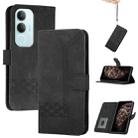 For vivo Y19s Global Cubic Skin Feel Flip Leather Phone Case(Black) - 1