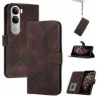 For vivo Y300 / vivo V40 Lite 4G / 5G IDN Cubic Skin Feel Flip Leather Phone Case(Brown) - 1