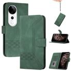 For vivo S19 Pro Cubic Skin Feel Flip Leather Phone Case(Green) - 1