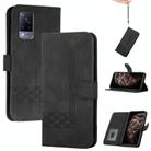 For vivo V21 4G / 5G / V21s Cubic Skin Feel Flip Leather Phone Case(Black) - 1
