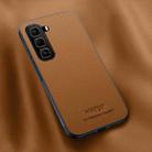 For Infinix Hot 50 Pro 4G HUIYI Leather Magnetic Phone Case(Brown) - 1