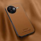 For Redmi K80 HUIYI Leather Magnetic Phone Case(Brown) - 1