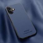 For iPhone 16 HUIYI Leather Magnetic Phone Case(Blue) - 1