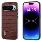 For Google Pixel 9 ABEEL Crocodile Texture Genuine Leather Phone Case(Brown) - 1