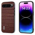 For Google Pixel 9 Pro ABEEL Crocodile Texture Genuine Leather Phone Case(Brown) - 1