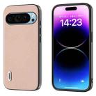 For Google Pixel 9 Pro ABEEL Genuine Leather + PC Litchi Texture Phone Case(Pink Gold) - 1