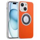 For iPhone 15 Litchi Texture MagSafe TPU Full Coverage Shockproof Phone Case(Orange) - 1