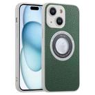 For iPhone 15 Plus Litchi Texture MagSafe TPU Full Coverage Shockproof Phone Case(Green) - 1