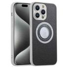 For iPhone 15 Pro Litchi Texture MagSafe TPU Full Coverage Shockproof Phone Case(Black) - 1