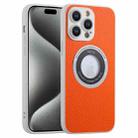 For iPhone 15 Pro Litchi Texture MagSafe TPU Full Coverage Shockproof Phone Case(Orange) - 1