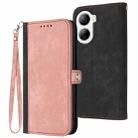 For ZTE Libero 5G IV Side Buckle Double Fold Hand Strap Leather Phone Case(Pink) - 1