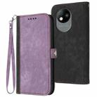 For ZTE Blade A35 Lite Side Buckle Double Fold Hand Strap Leather Phone Case(Purple) - 1